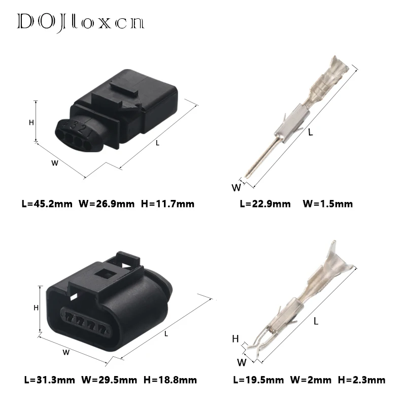 1/5/10/20/50 Sets 4 Pin 1.5 MM For AUDI VW Lntake Pressure Sensor Plug Automotive Wire Waterproof Connector 1J0973704 1K0973804