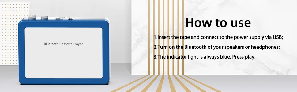 Y&H Portable Personal Walkman Bluetooth Cassette Player, Transmit Retro Tape Music to Bluetooth Earphone or Speaker ezcap215