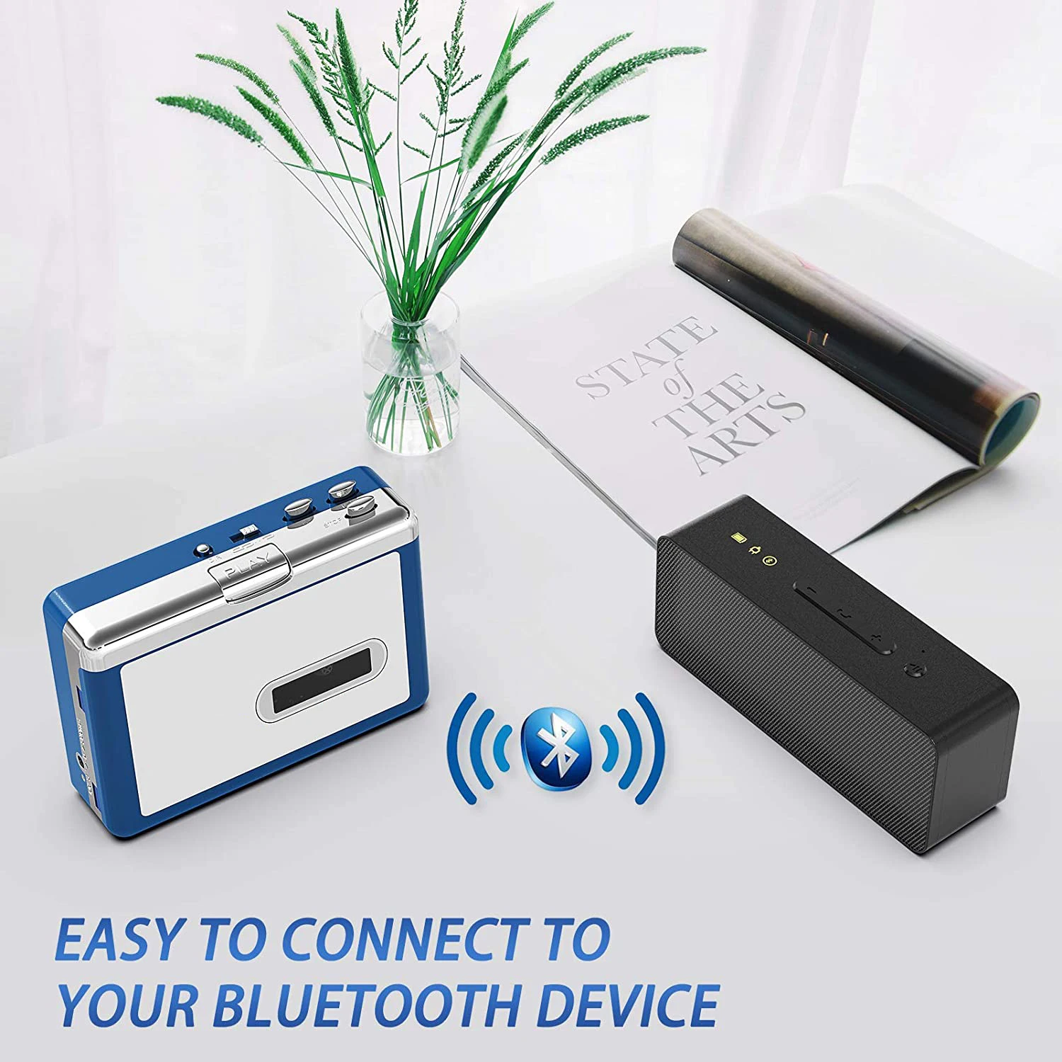 Y&H Portable Personal Walkman Bluetooth Cassette Player, Transmit Retro Tape Music to Bluetooth Earphone or Speaker ezcap215