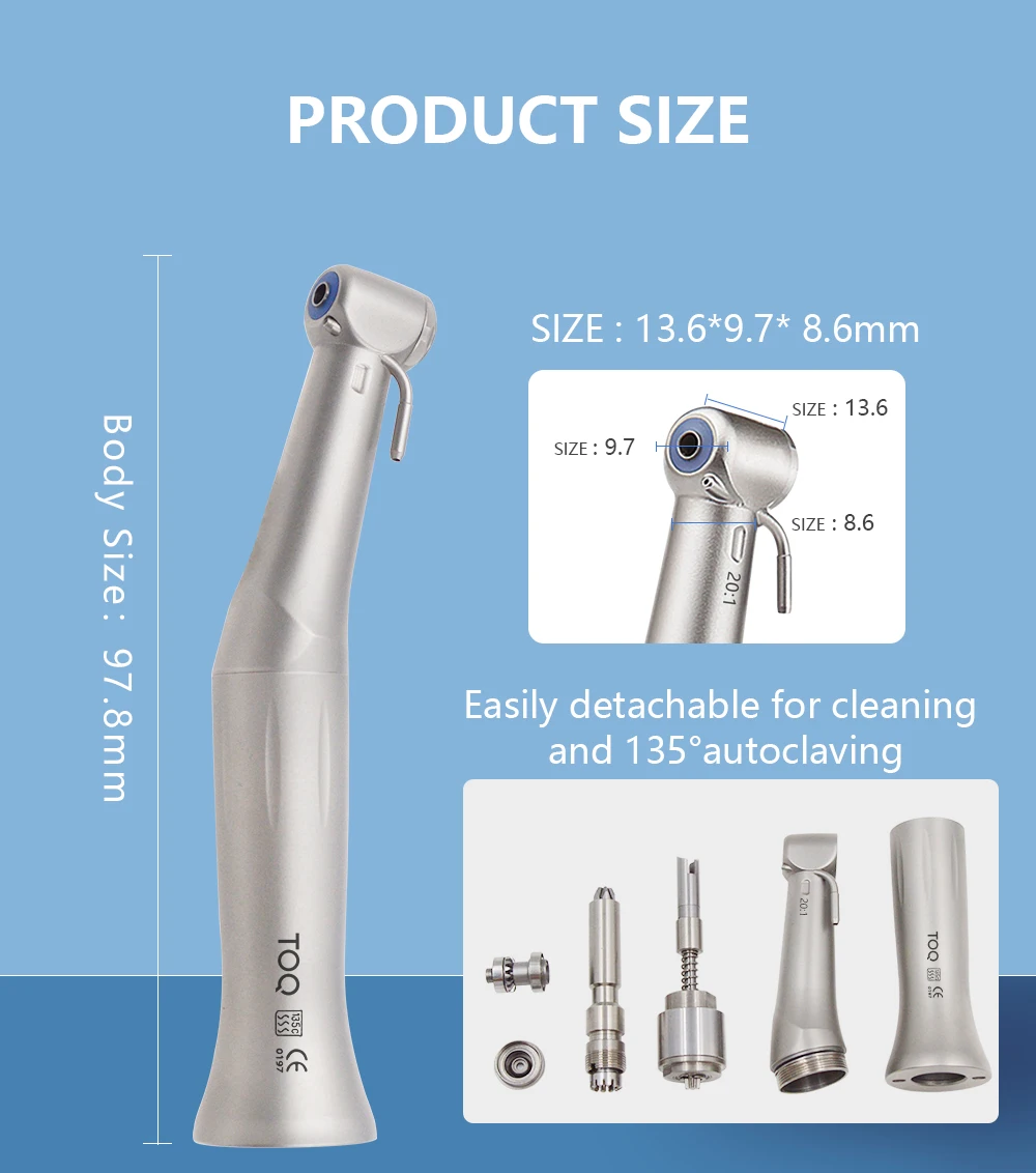 Dental Low Speed Handpiece 20:1 Reduction Implant Surgery Contra Angle Handpiece S-MAX SG20 Air Turbine