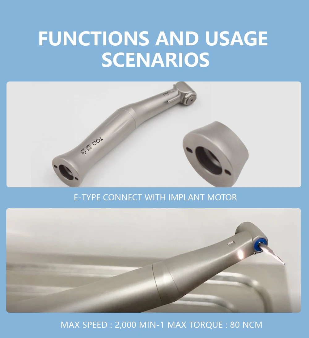 Dental Low Speed Handpiece 20:1 Reduction Implant Surgery Contra Angle Handpiece S-MAX SG20 Air Turbine