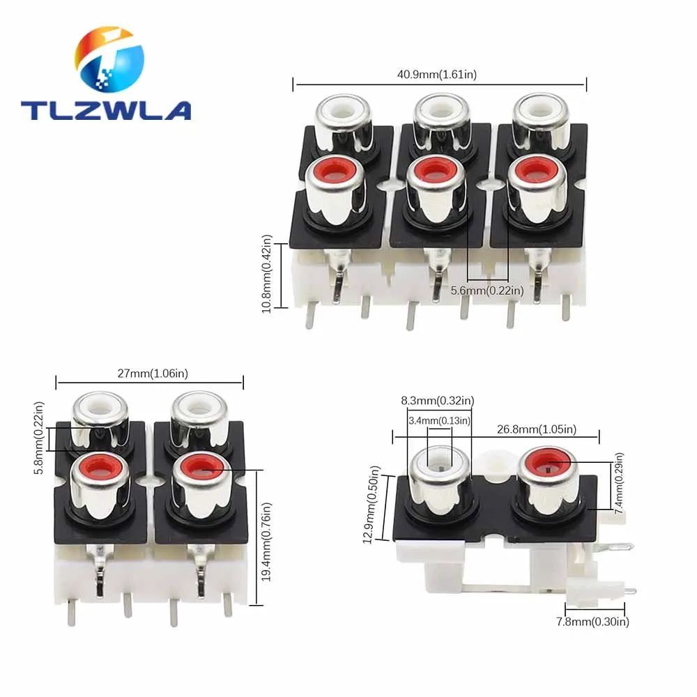 2PCS RCA Socket Connector AV2-8.4-9 2-Hole, 4-Hole, 6-Hole Audio Connector Audio Connector Mother Socket Signal Audio Plug