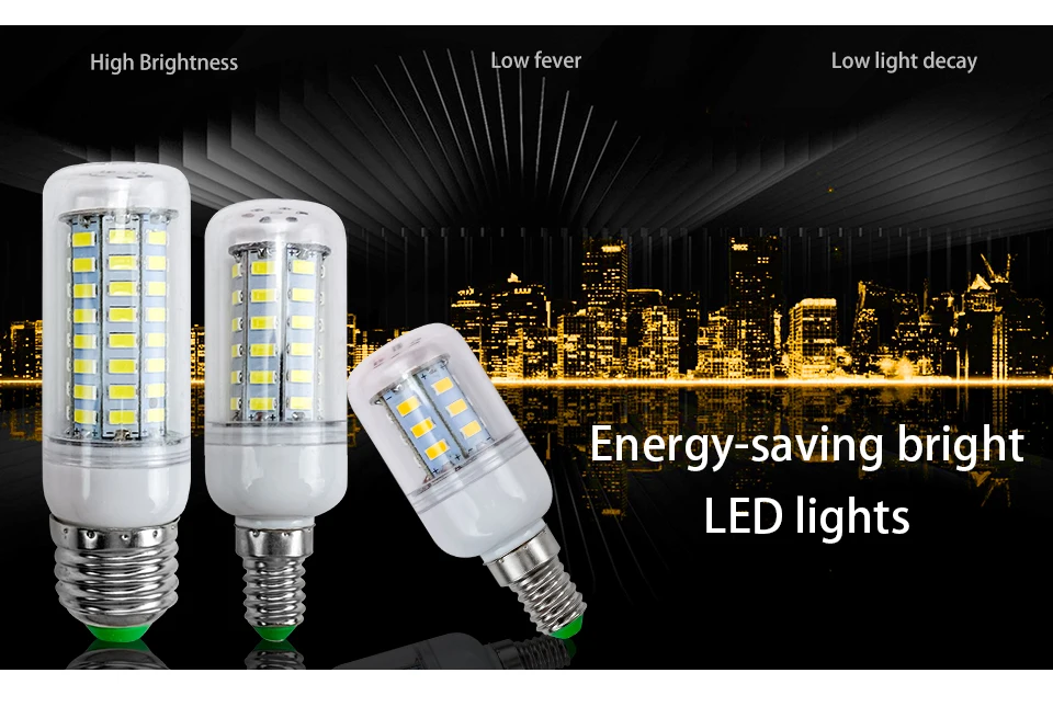 LED Lamp E27 E14 SMD 5730 220V Corn Bulb 24-72 LEDs Chandelier Candle Light for Home Decoration - Energy Efficient Lighting