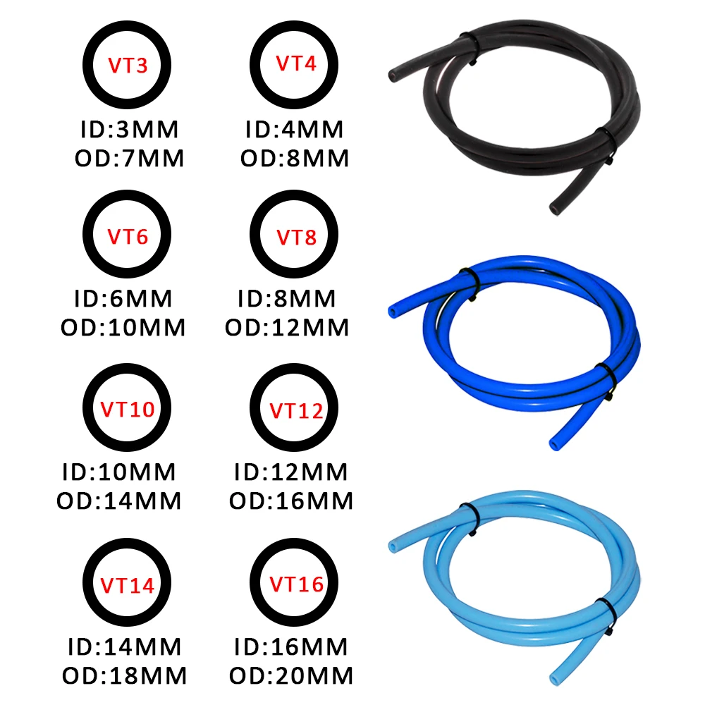 Universal 3/4/6/8/10/12/14/16mm Silicone Vacuum Hose - Heat-Resistant Fuel/Oil Line for Car Motorcycle Racing Car Accessories