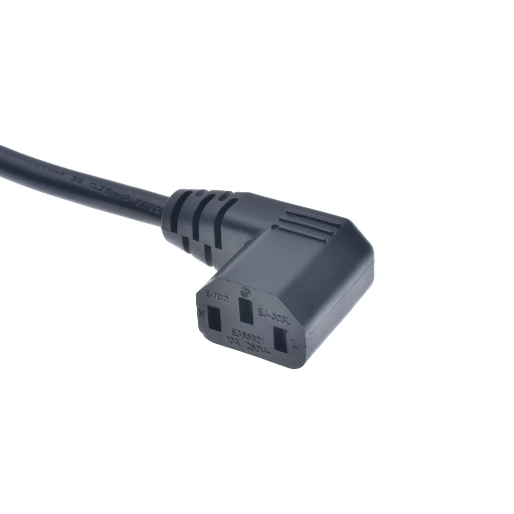IEC320 C14 to C13 Extension cord C14 with screw holes and C13 Angled 30/60cm lenght H05VV-F 3G
