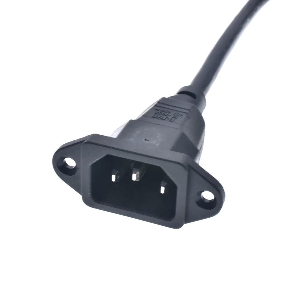 IEC320 C14 to C13 Extension cord C14 with screw holes and C13 Angled 30/60cm lenght H05VV-F 3G