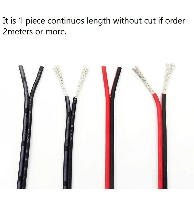 1/5/10M Copper Wire 2pins 16 18 20 22 24 26 28 30 AWG Black Red White UL2468 Electric DIY Auto LED Lighting Extension Cord Cable