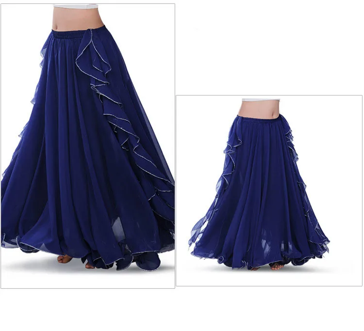 Chiffon Double High Slits Oriental Belly Dance Skirts For Women (Without Belt) Bellydance Costume Accessoires Skirt