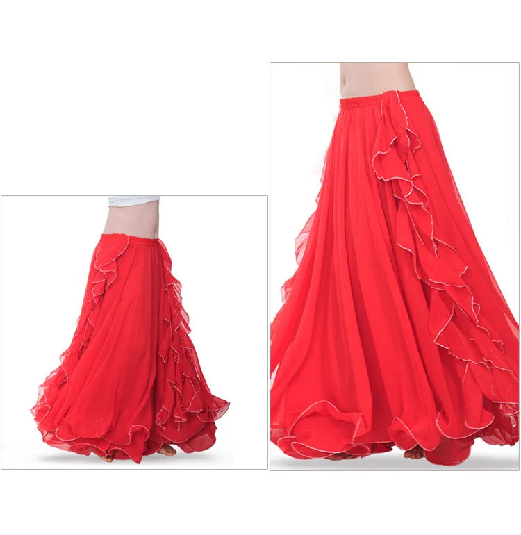 Chiffon Double High Slits Oriental Belly Dance Skirts For Women (Without Belt) Bellydance Costume Accessoires Skirt
