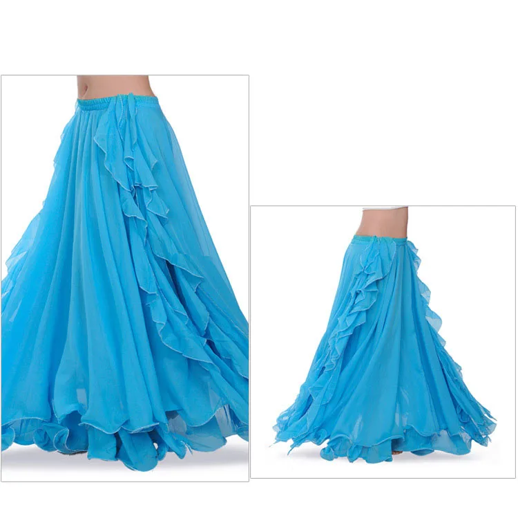 Chiffon Double High Slits Oriental Belly Dance Skirts For Women (Without Belt) Bellydance Costume Accessoires Skirt
