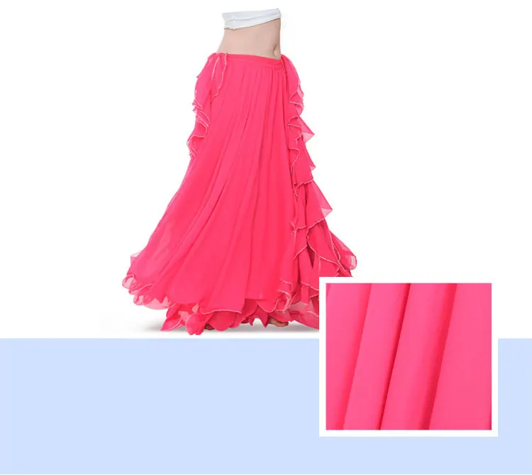 Chiffon Double High Slits Oriental Belly Dance Skirts For Women (Without Belt) Bellydance Costume Accessoires Skirt