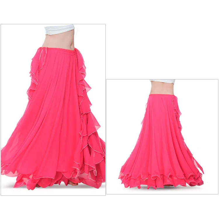 Chiffon Double High Slits Oriental Belly Dance Skirts For Women (Without Belt) Bellydance Costume Accessoires Skirt