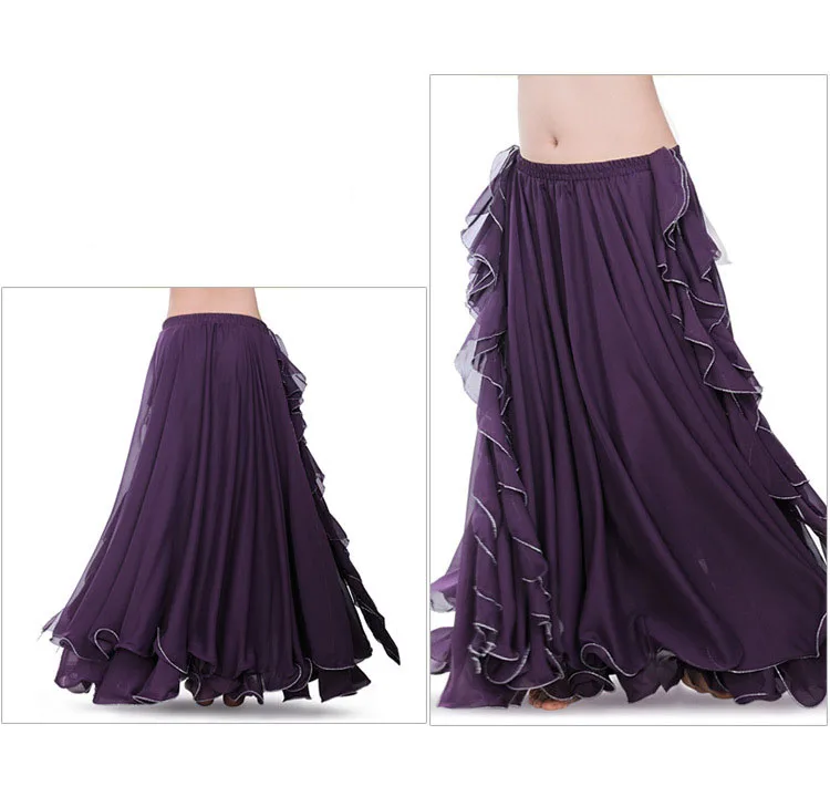Chiffon Double High Slits Oriental Belly Dance Skirts For Women (Without Belt) Bellydance Costume Accessoires Skirt