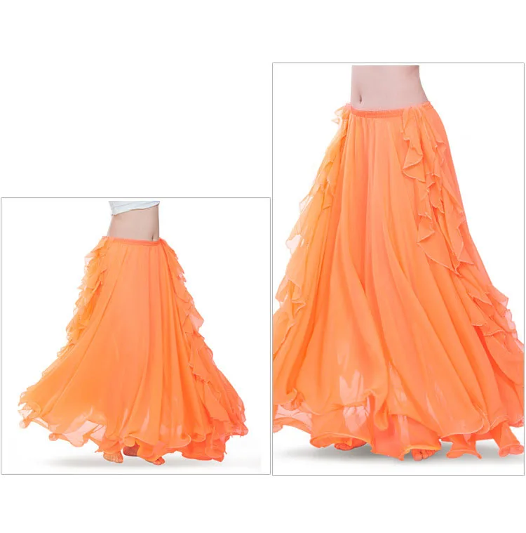 Chiffon Double High Slits Oriental Belly Dance Skirts For Women (Without Belt) Bellydance Costume Accessoires Skirt