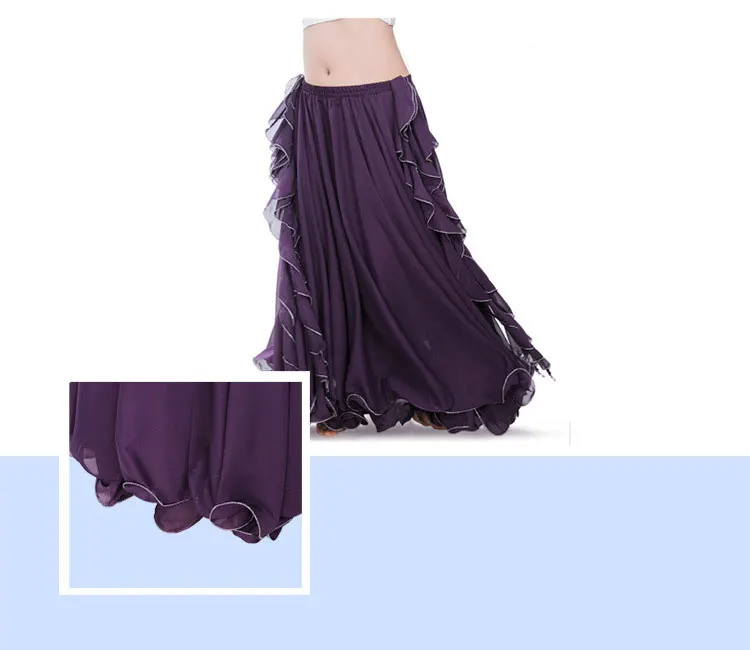 Chiffon Double High Slits Oriental Belly Dance Skirts For Women (Without Belt) Bellydance Costume Accessoires Skirt