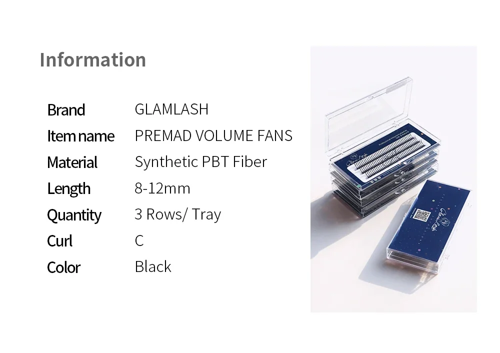 GLAMLASH A/M Natural Cluster Fishtail Type Dovetail Eyelash Extension Premade Volume False Grafted Thick Spikes Lash Soft Makeup