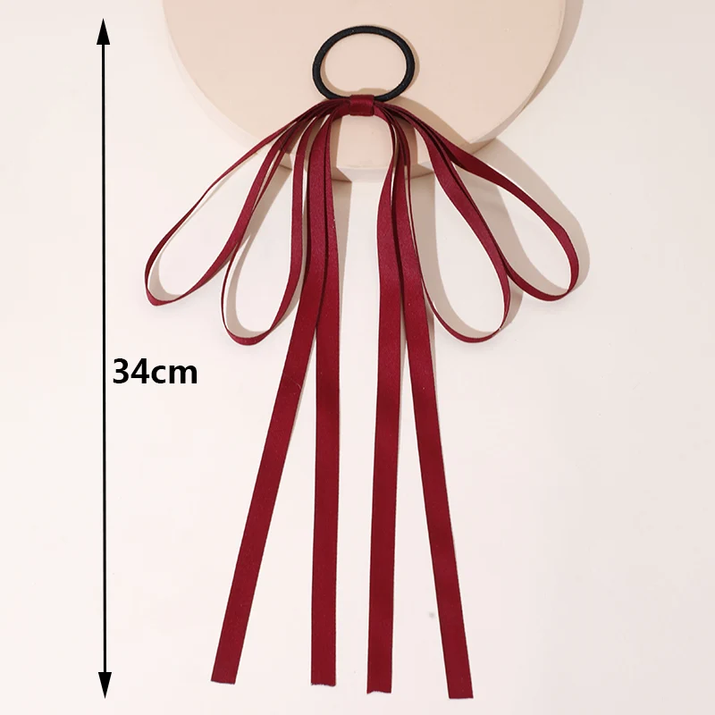 Lystrfac Vintage Black Velvet Bow Hair Ribbon Scrunchie for Women Girls Long Elastic Hair Tie Headwear Female Hair Accessories