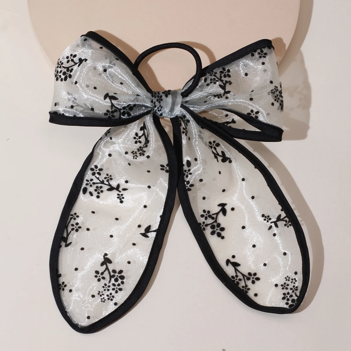Lystrfac Vintage Black Velvet Bow Hair Ribbon Scrunchie for Women Girls Long Elastic Hair Tie Headwear Female Hair Accessories