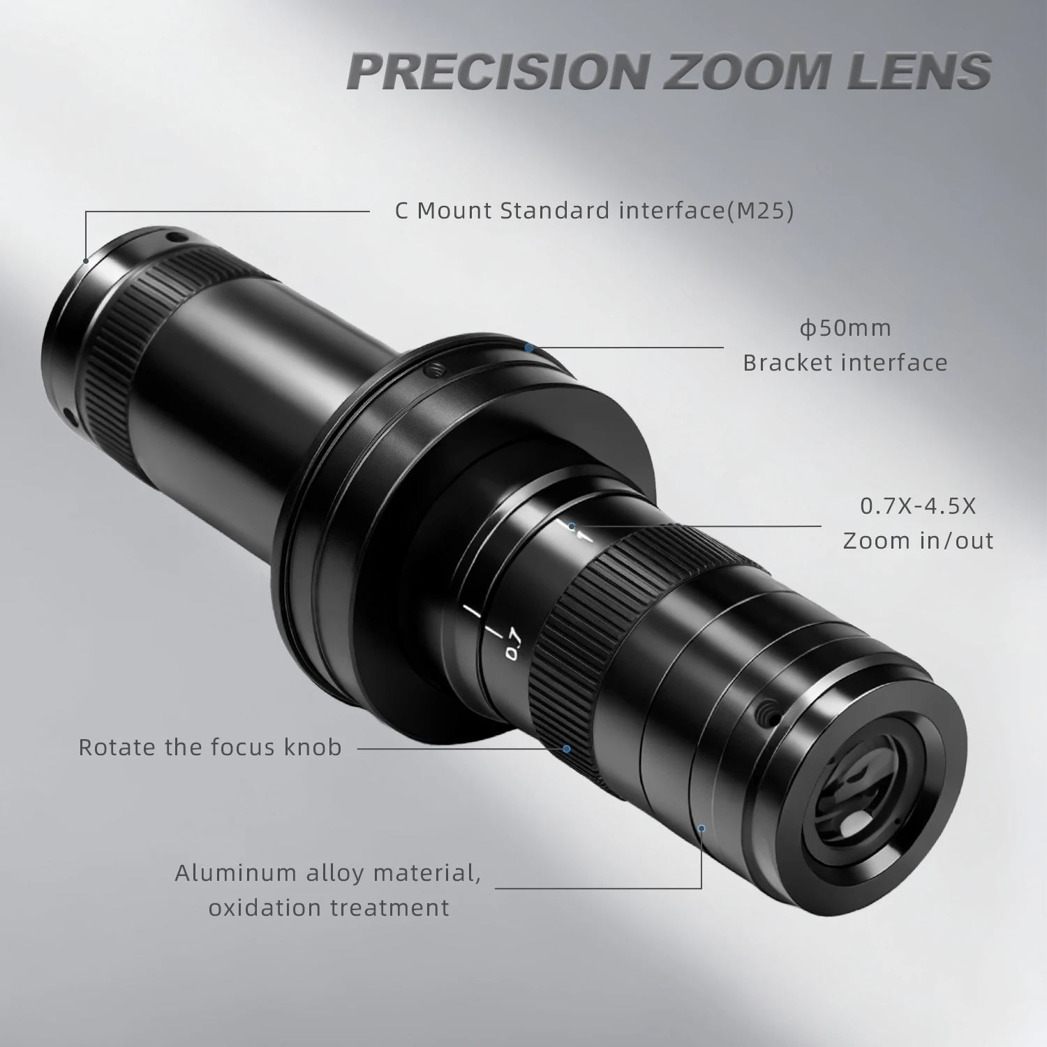 YIZHAN 215x 180x 150x Lens 0.7X~4.5X Adjustable Magnification Industry Microscope Lens Multiples CS C-MOUNT For HDMI USB Camera