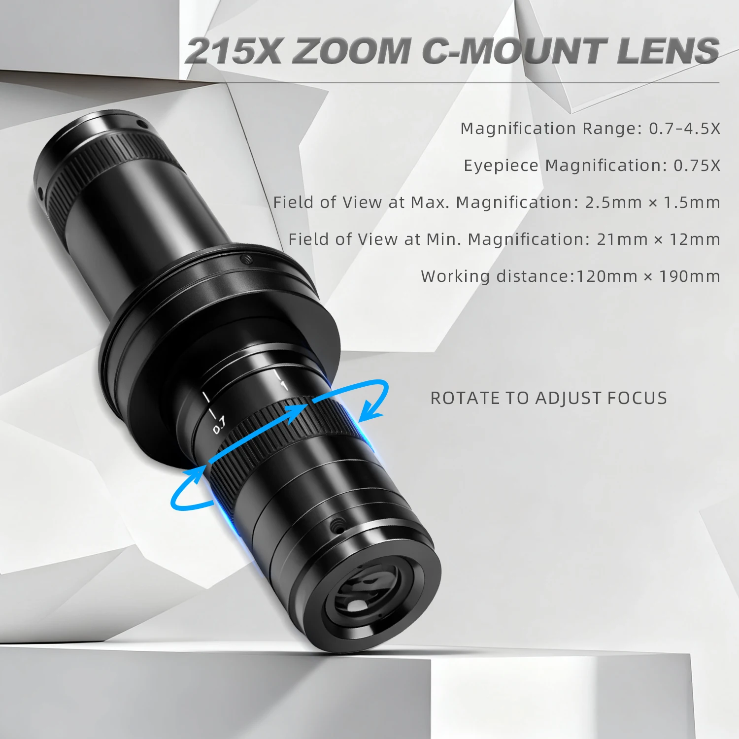 YIZHAN 215x 180x 150x Lens 0.7X~4.5X Adjustable Magnification Industry Microscope Lens Multiples CS C-MOUNT For HDMI USB Camera