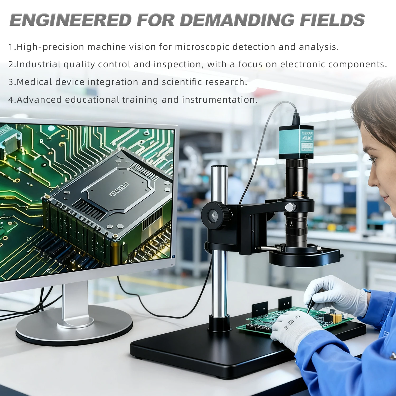 YIZHAN 215x 180x 150x Lens 0.7X~4.5X Adjustable Magnification Industry Microscope Lens Multiples CS C-MOUNT For HDMI USB Camera
