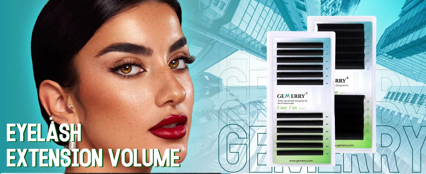 GEMERRY Easy Fan Lashes DIY Volume Faux Mink Mix Length Fast Bloom Russia Long Black Natural Eyelashes Extension Makeup Supplies