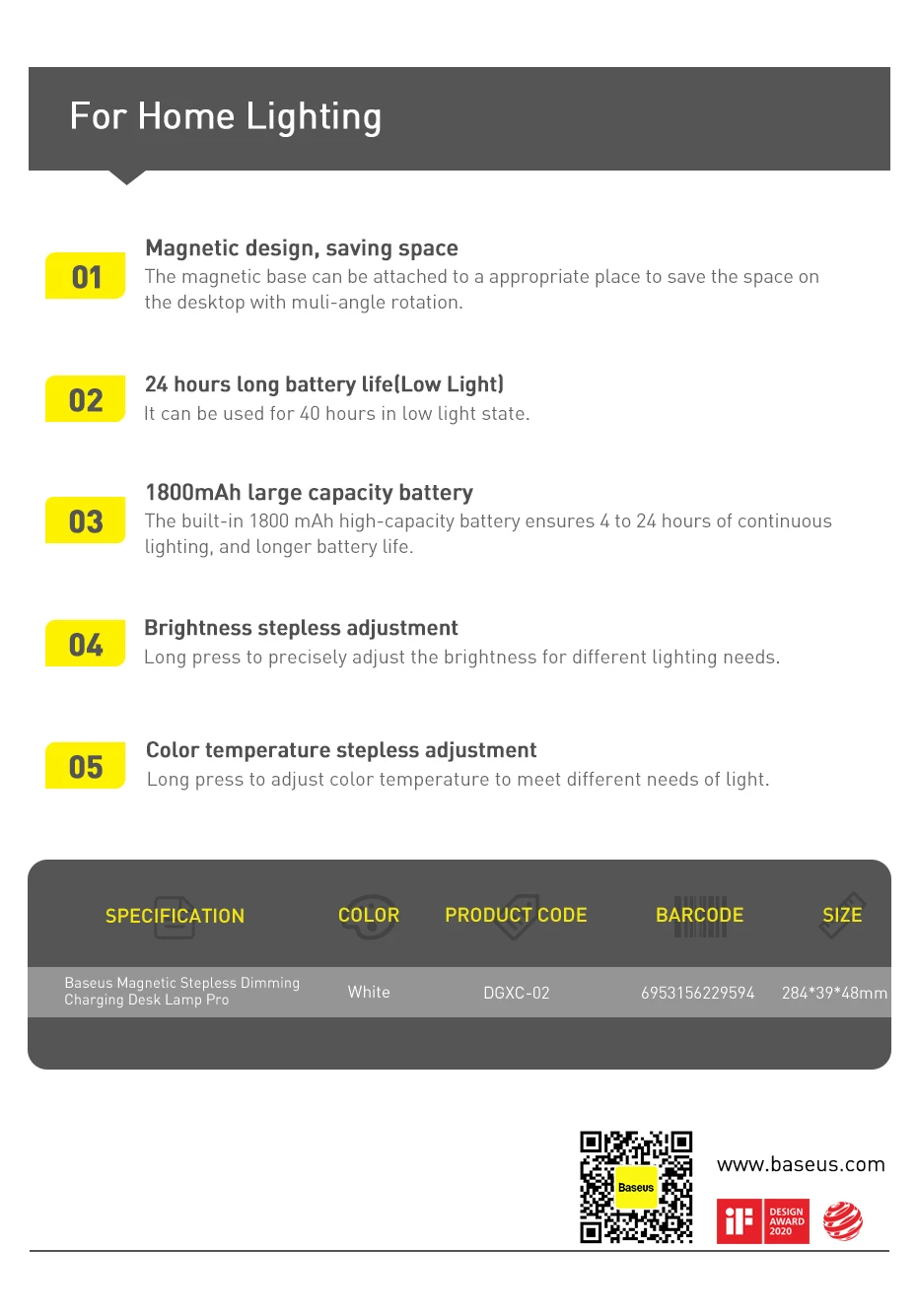 Baseus Desk Lamp Magnetic Hanging Light LED Table Lamp Rechargeable Stepless Dimming Cabinet Night Light Closet Wardrobe Lamp