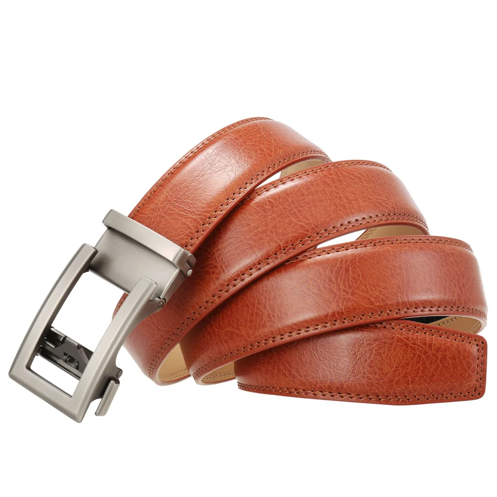 Cow Leather Men Belt 2026 New Automatic Genuine Leather Belts For Men Casual Brand Men's Belt Cowskin Strap Blue Brown B337