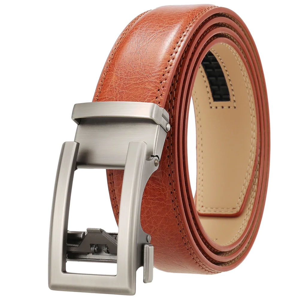 Cow Leather Men Belt 2026 New Automatic Genuine Leather Belts For Men Casual Brand Men's Belt Cowskin Strap Blue Brown B337