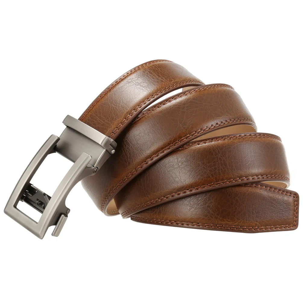 Cow Leather Men Belt 2026 New Automatic Genuine Leather Belts For Men Casual Brand Men's Belt Cowskin Strap Blue Brown B337