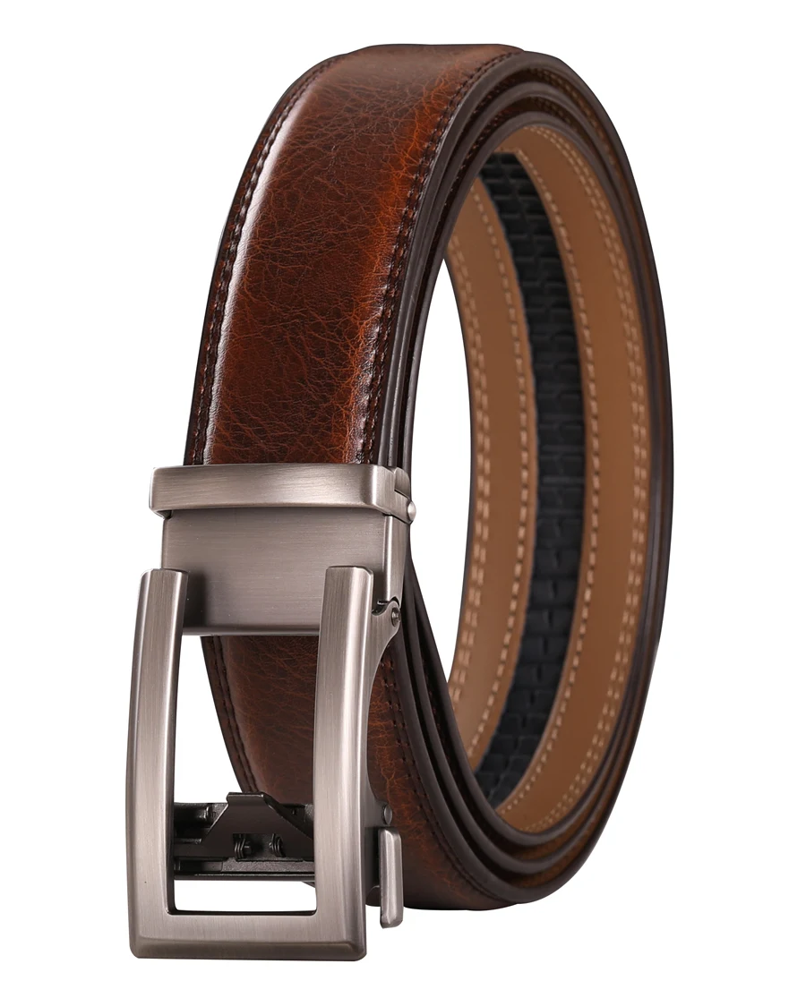 Cow Leather Men Belt 2026 New Automatic Genuine Leather Belts For Men Casual Brand Men's Belt Cowskin Strap Blue Brown B337
