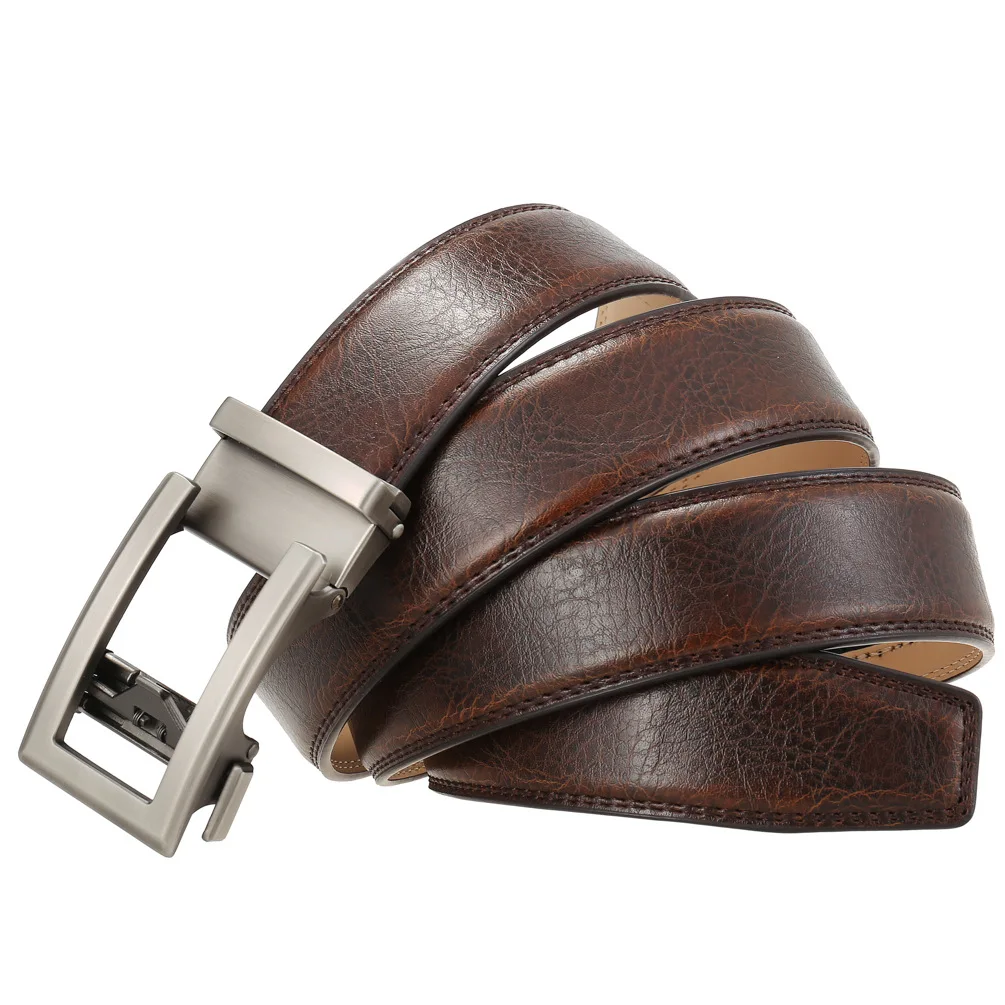 Cow Leather Men Belt 2026 New Automatic Genuine Leather Belts For Men Casual Brand Men's Belt Cowskin Strap Blue Brown B337