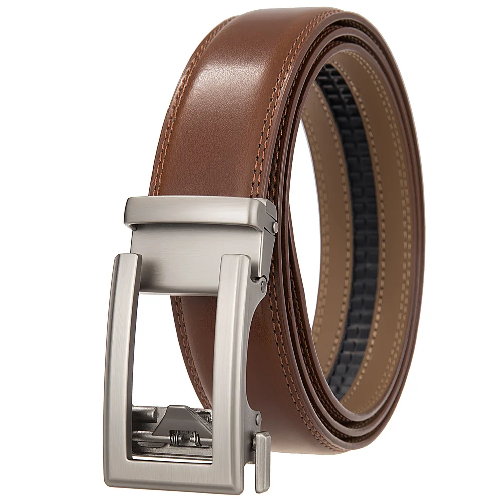 Cow Leather Men Belt 2026 New Automatic Genuine Leather Belts For Men Casual Brand Men's Belt Cowskin Strap Blue Brown B337