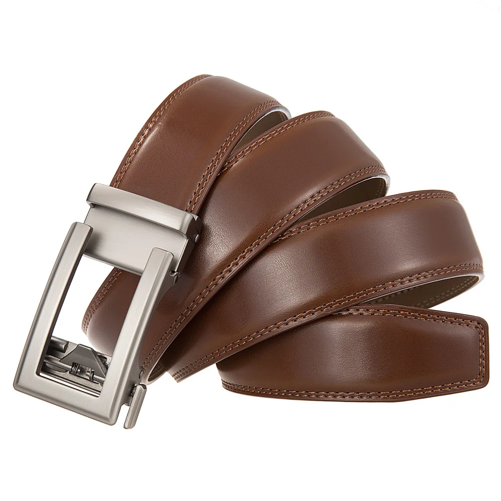 Cow Leather Men Belt 2026 New Automatic Genuine Leather Belts For Men Casual Brand Men's Belt Cowskin Strap Blue Brown B337