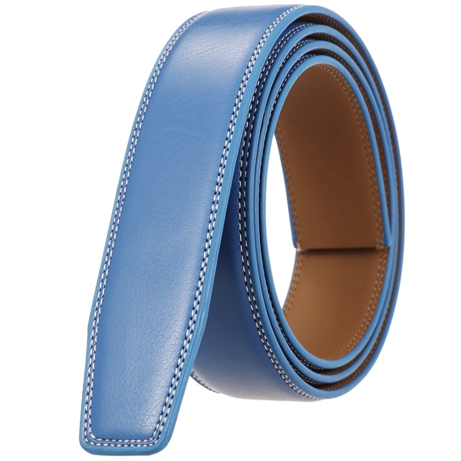 Cow Leather Men Belt 2026 New Automatic Genuine Leather Belts For Men Casual Brand Men's Belt Cowskin Strap Blue Brown B337