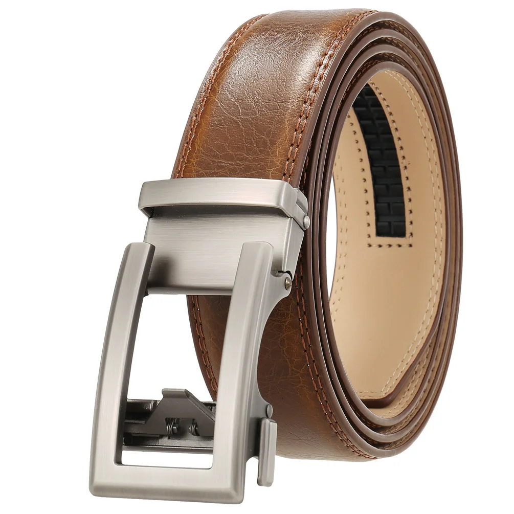 Cow Leather Men Belt 2026 New Automatic Genuine Leather Belts For Men Casual Brand Men's Belt Cowskin Strap Blue Brown B337