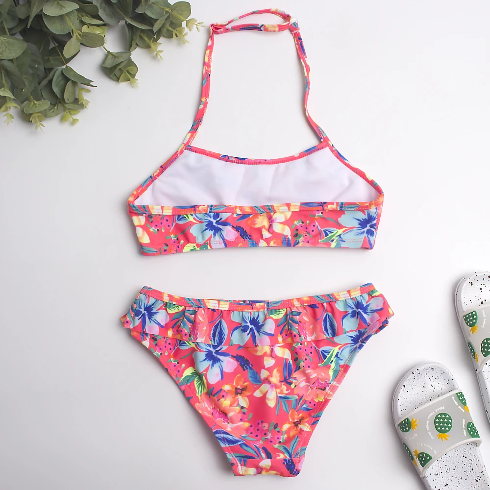 2026 Children's Swimwear Two Piece Butterfly Swimsuit For Girls Halter Summer Bikini Sets Kids Swimsuits Lovely Swimming Suit