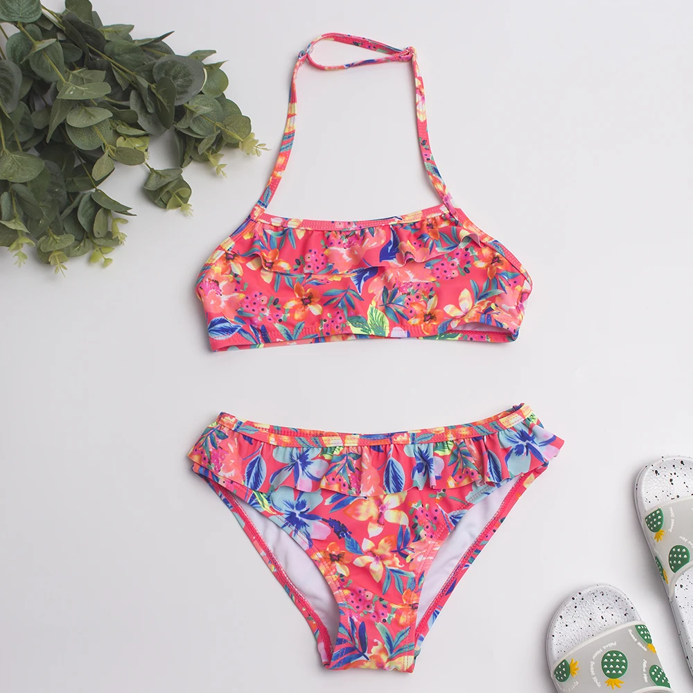2026 Children's Swimwear Two Piece Butterfly Swimsuit For Girls Halter Summer Bikini Sets Kids Swimsuits Lovely Swimming Suit