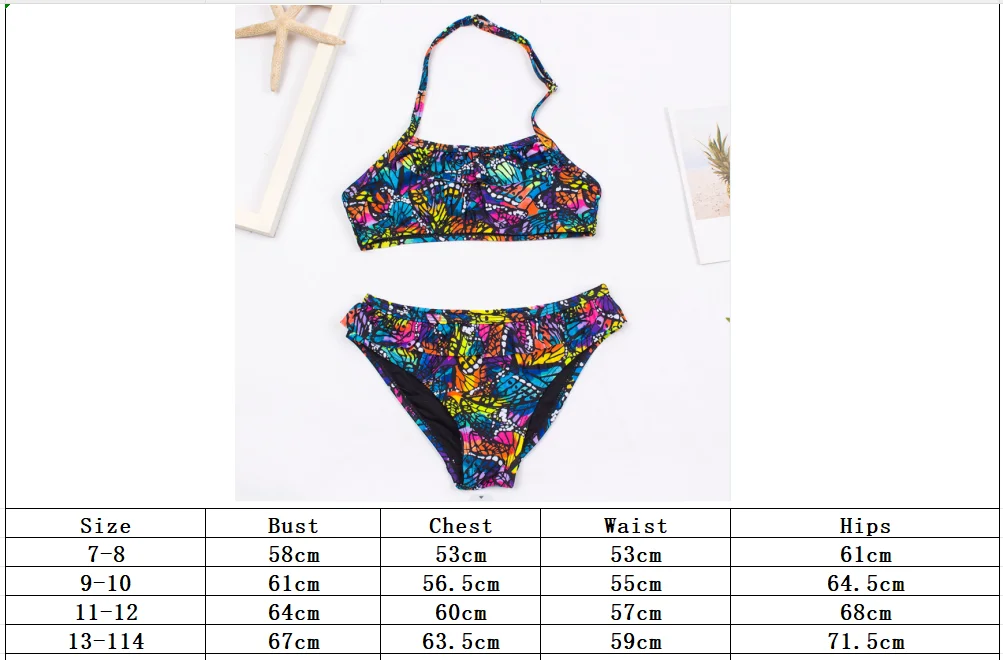 2026 Children's Swimwear Two Piece Butterfly Swimsuit For Girls Halter Summer Bikini Sets Kids Swimsuits Lovely Swimming Suit