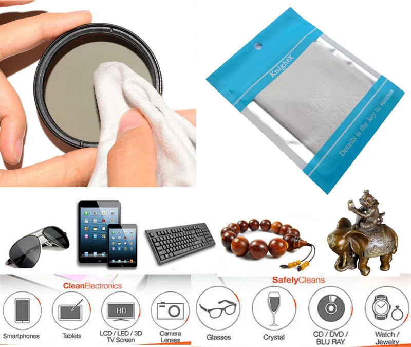 KnightX 3pcs/lots Professional Microfiber Cloth for Lens Cleaning cloth Eyeglass Lens Sunglasses Camera Lens Cell Phone Laptop