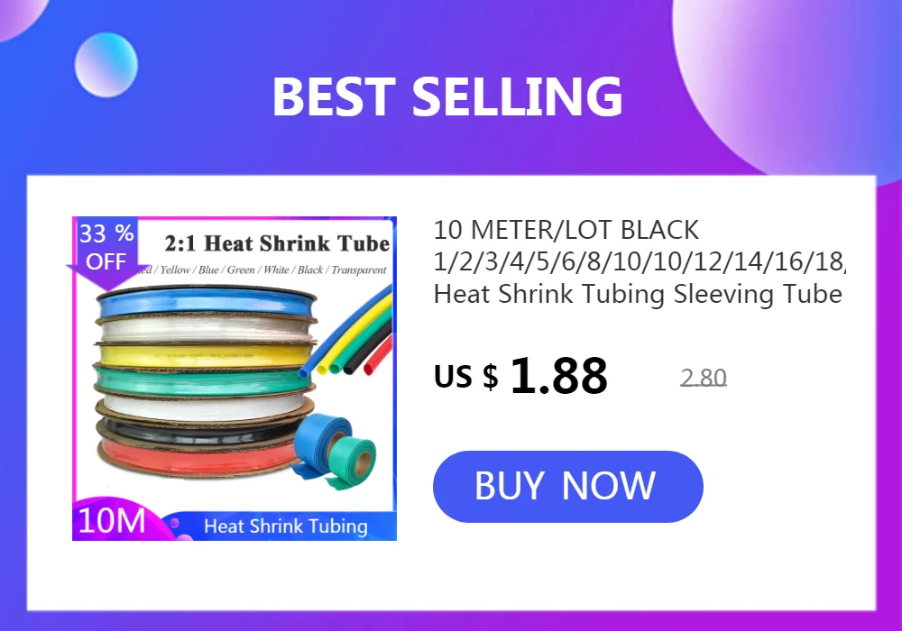 10 METER/LOT BLACK 1/2/3/4/5/6/8/10/10/12/14/16/18/20mm Heat Shrink Tubing Sleeving Tube 2:1Assortment Kit Electrical Connection