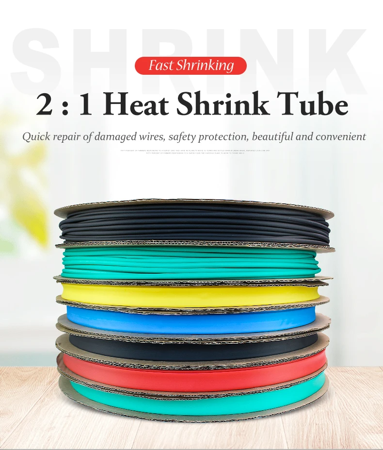 10 METER/LOT BLACK 1/2/3/4/5/6/8/10/10/12/14/16/18/20mm Heat Shrink Tubing Sleeving Tube 2:1Assortment Kit Electrical Connection