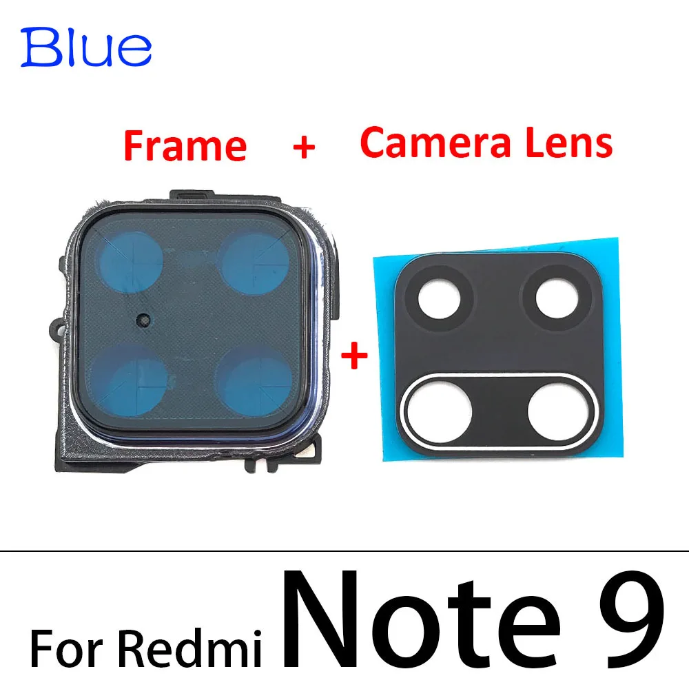 NEW Camera Rear Glass Lens Cover With Frame Holder For Xiaomi Redmi Note 9S 9 Pro With Sticker Replacement Spare Parts