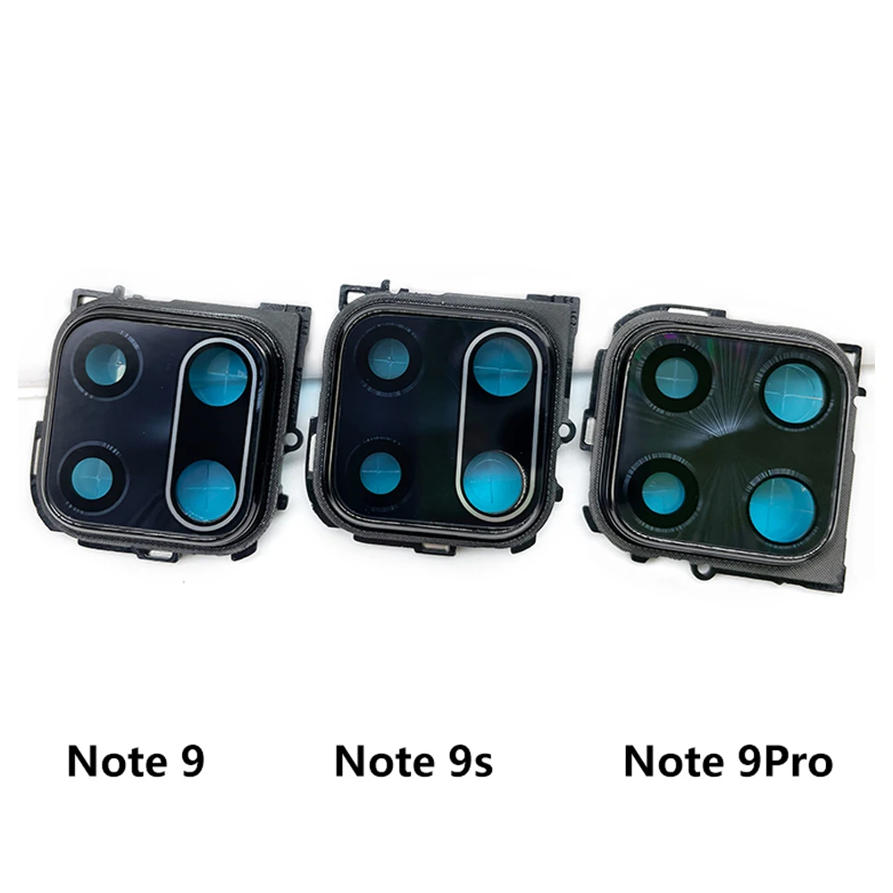 NEW Camera Rear Glass Lens Cover With Frame Holder For Xiaomi Redmi Note 9S 9 Pro With Sticker Replacement Spare Parts