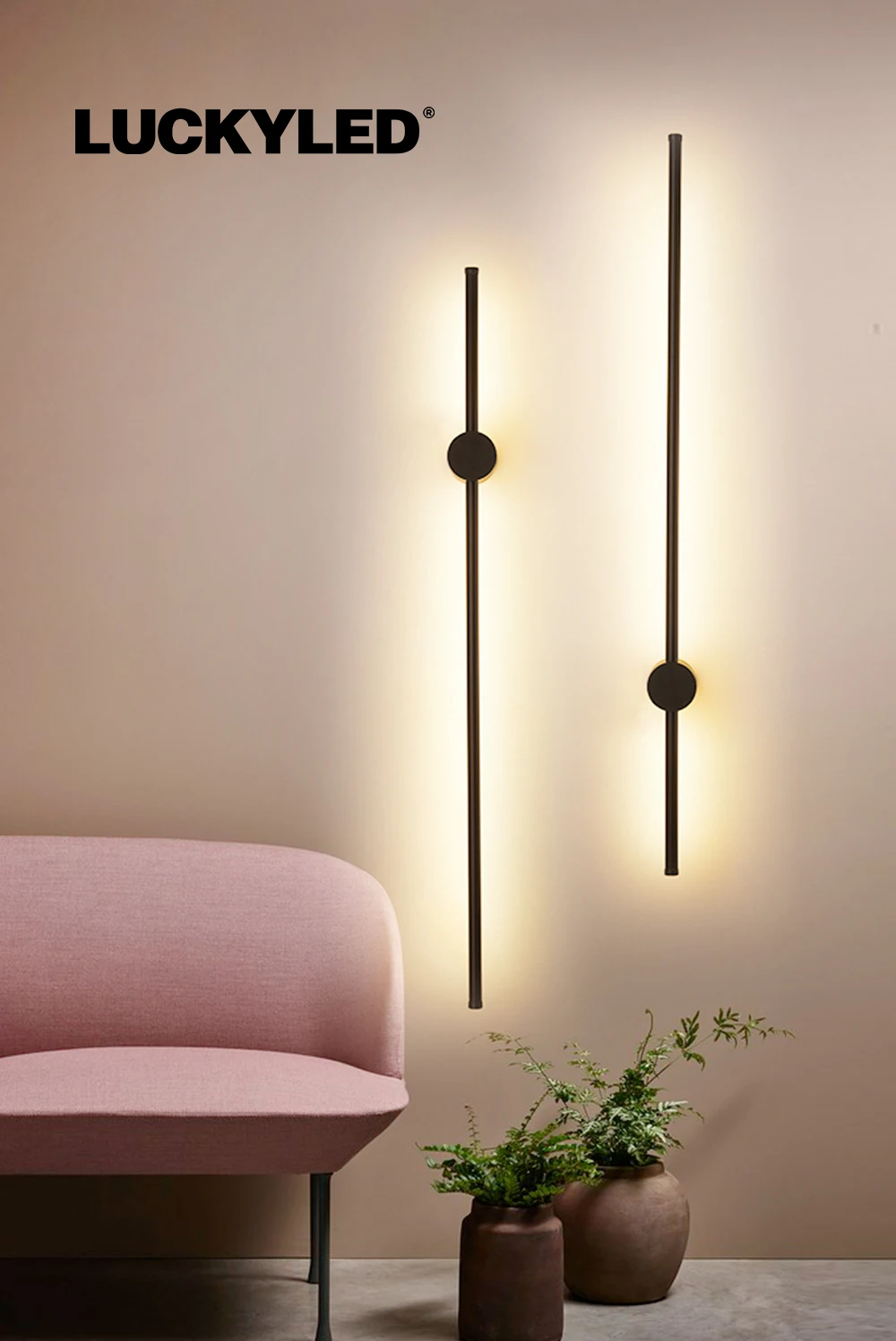 LUCKYLED Modern Led Wall Light AC85-290V Long Wall Lamp Sconce 100cm 120cm Interior Wall Light Bedside Bedroom Light Black White