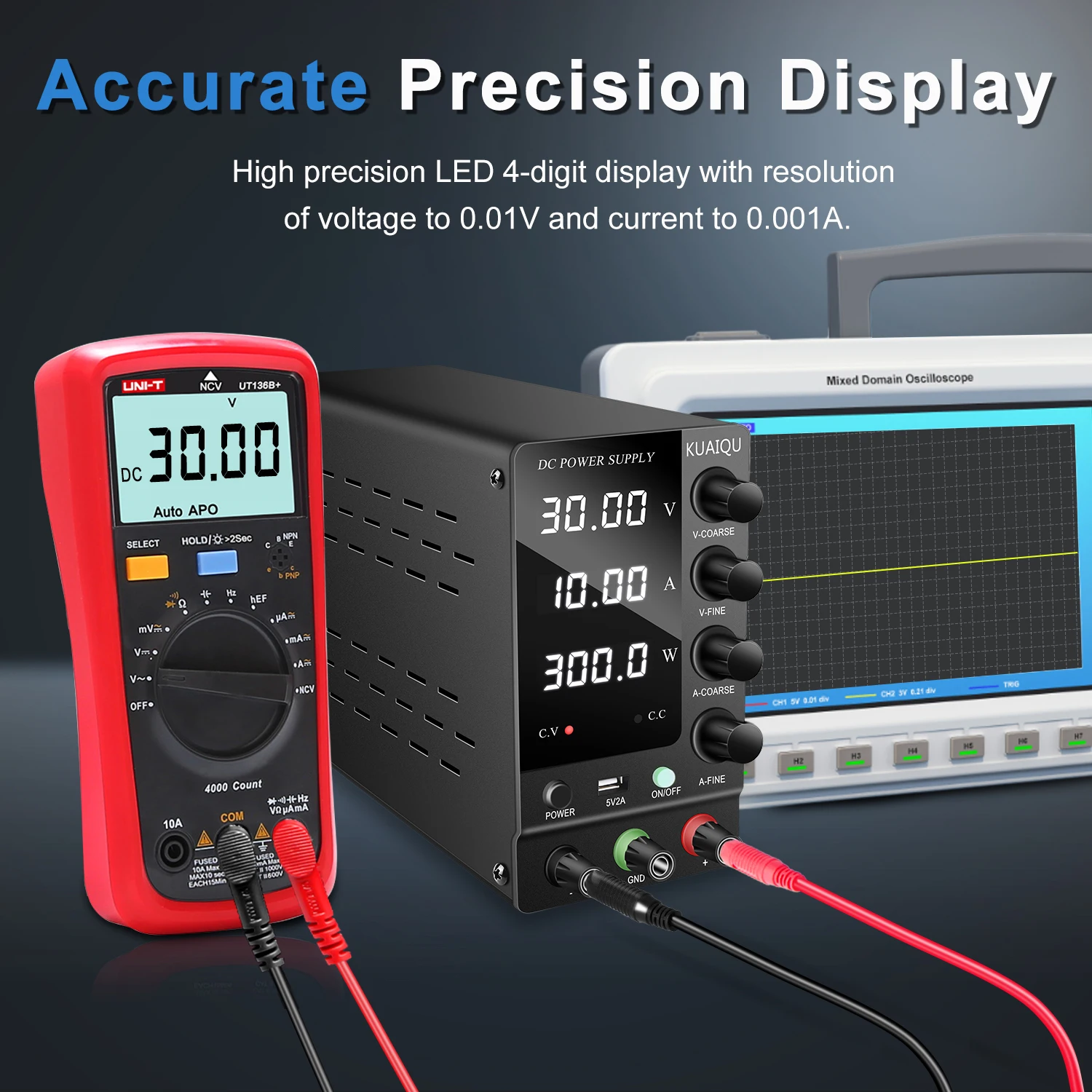 KUAIQU 30V 10A DC Power Supply Adjustable Digits Display Laboratory Power Supply Voltage Regulator 60V 5A 120V,32V 6A SPS-C3010