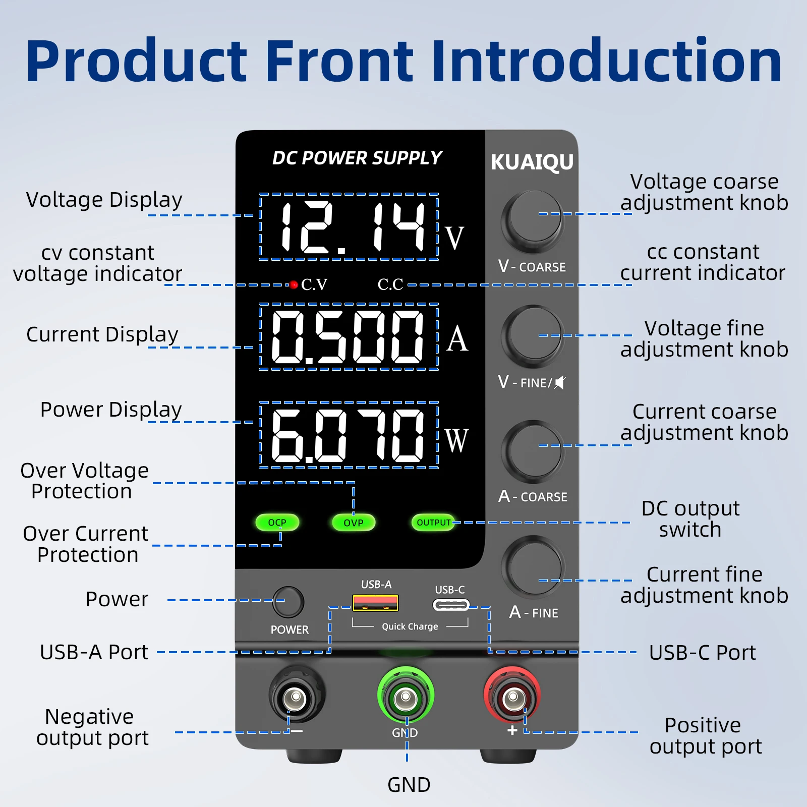 KUAIQU 30V 10A DC Power Supply Adjustable Digits Display Laboratory Power Supply Voltage Regulator 60V 5A 120V,32V 6A SPS-C3010