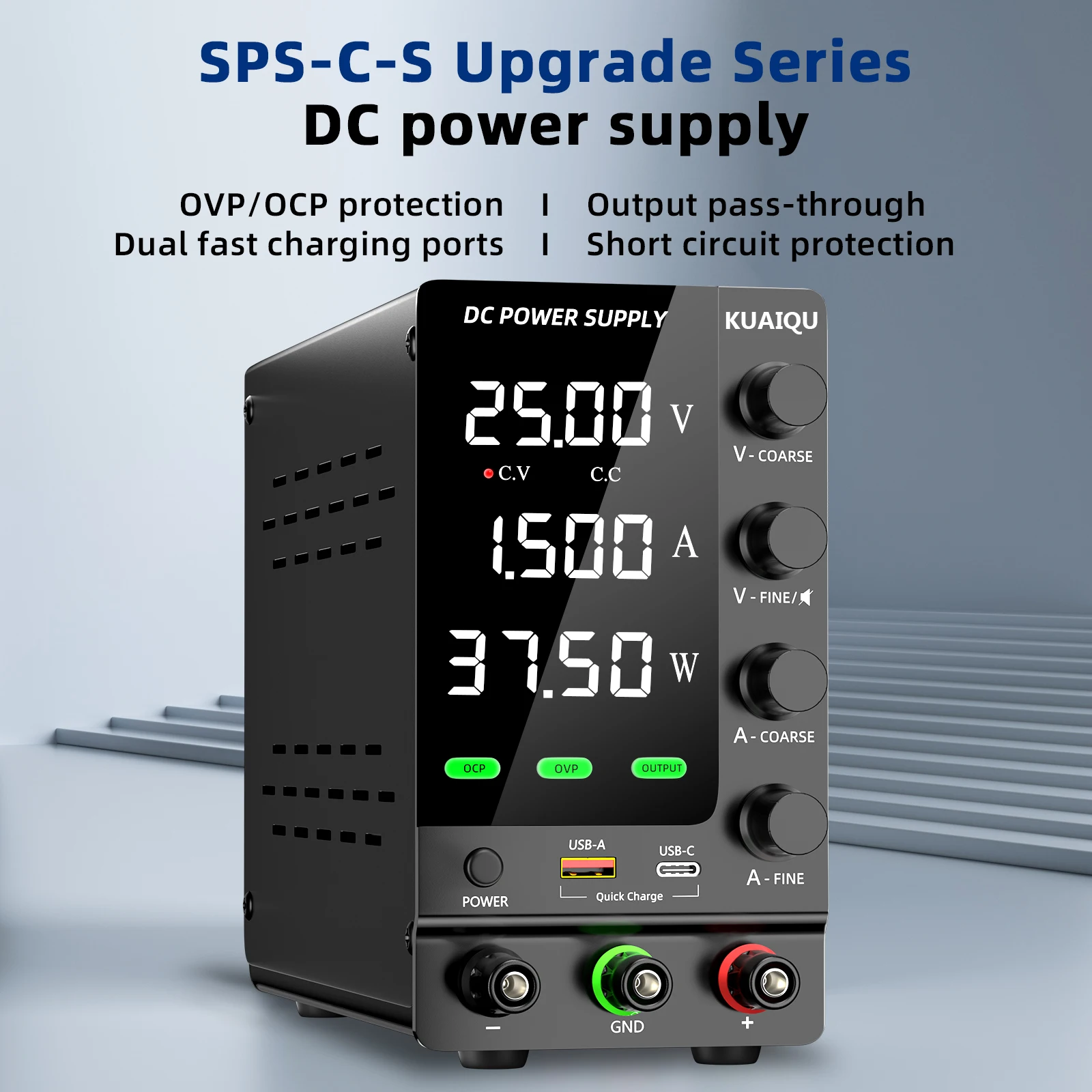 KUAIQU 30V 10A DC Power Supply Adjustable Digits Display Laboratory Power Supply Voltage Regulator 60V 5A 120V,32V 6A SPS-C3010