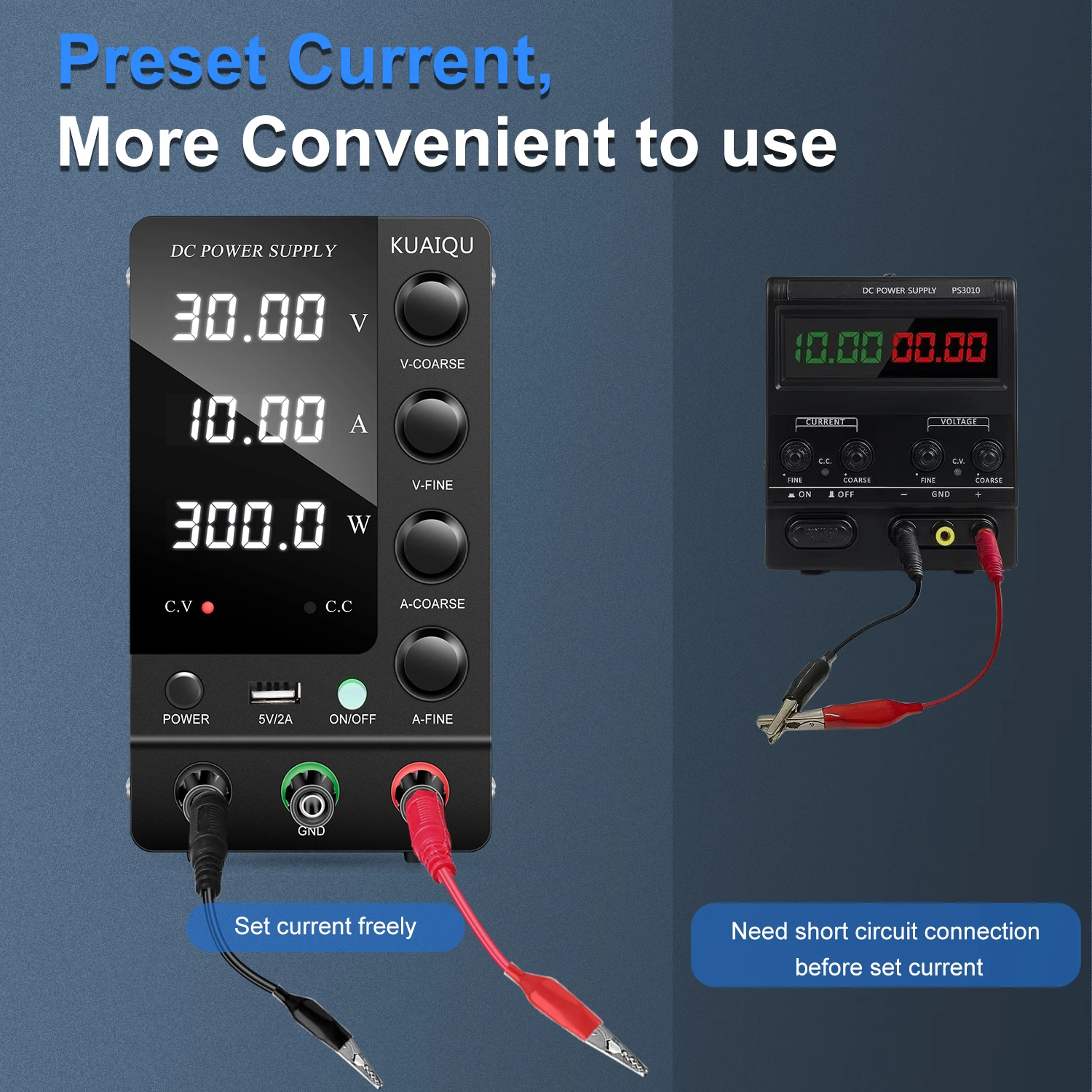 KUAIQU 30V 10A DC Power Supply Adjustable Digits Display Laboratory Power Supply Voltage Regulator 60V 5A 120V,32V 6A SPS-C3010