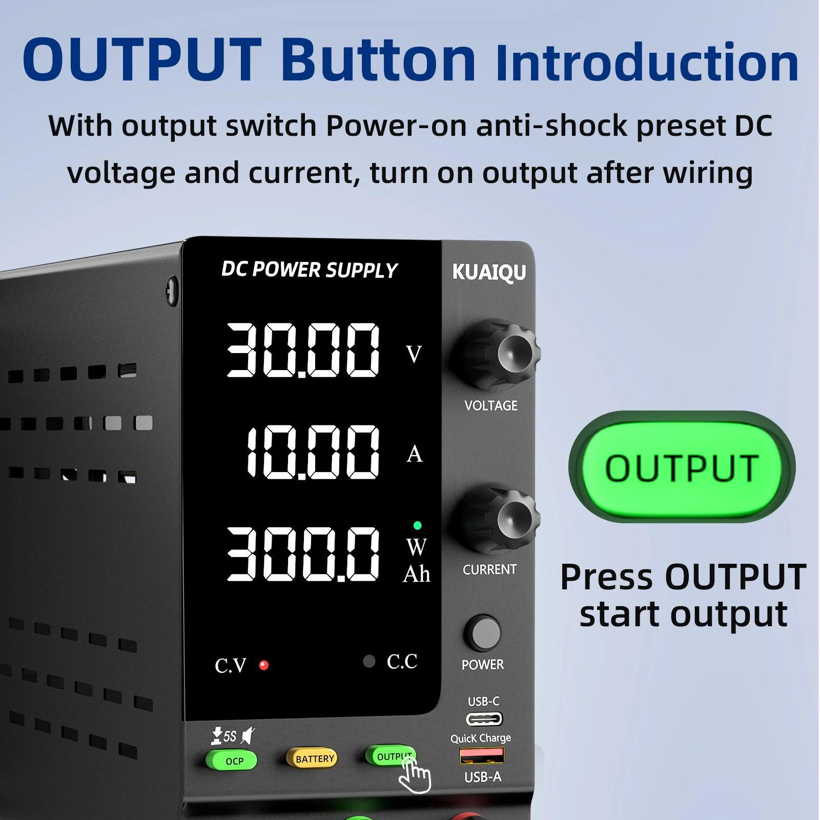 KUAIQU 30V 10A DC Power Supply Adjustable Digits Display Laboratory Power Supply Voltage Regulator 60V 5A 120V,32V 6A SPS-C3010